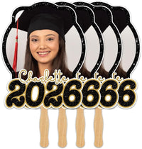 Custom Face Fans with Wooden Handle, Graduation Head, Grad Face Fans, Class of 2026 Head Fans, Graduation Faces on a Stick