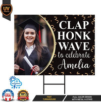 Personalized Graduation Yard Sign 2026 with Photo - Grad Sign, Class of 2026, Custom “Clap, Honk, Wave Celebration Sign with Metal H-Stake