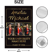 Personalized College Graduation Garden Flag, Double Sided Custom School, University Logo, Class of 2026 Yard Sign, Graduate Celebration Flag