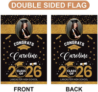 Personalized Graduation Garden Flag with Photo, Double Sided, Custom Name & School, Graduation Decoration 2026 Yard Sign, Class of 2026 Flag