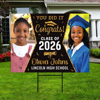 Personalized Graduation Yard Sign 2026 with Photo - Graduation Lawn Sign, Class of 2026, Custom Graduation 2026 Yard Sign with Metal H-Stake