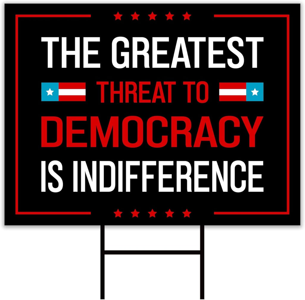 Save The Democracy Yard Sign - Resist Hate Lawn Sign, Anti-Trump Sign, Statue of Liberty, Resist Fascism Yard Sign with Metal H-Stake