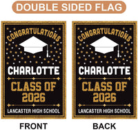 Personalized Graduation Garden Flag, Double Sided, Custom Name & School, Outdoor Graduation Decoration 2026 Yard Sign, Class of 2026 Flag