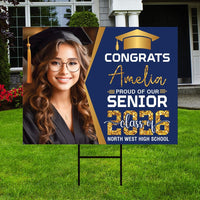 Personalized Graduation Yard Sign 2026 with Photo - Graduation Lawn Sign, Class of 2026, Custom Graduation 2026 Yard Sign with Metal H-Stake