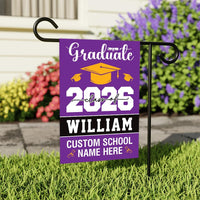 Personalized Graduation Garden Flag, Double Sided, Custom Name & School, Outdoor Graduation Decoration 2026 Yard Sign, Class of 2026 Flag
