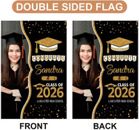 Personalized Graduation Garden Flag with Photo, Double Sided, Custom Name & School, Graduation Decoration 2026 Yard Sign, Class of 2026 Flag