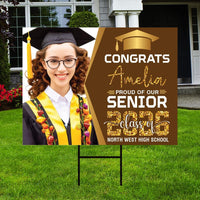 Personalized Graduation Yard Sign 2026 with Photo - Graduation Lawn Sign, Class of 2026, Custom Graduation 2026 Yard Sign with Metal H-Stake