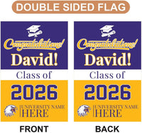 Personalized College Graduation Garden Flag, Double-Sided Custom School, University Logo, Class of 2026 Yard Sign, Graduate Celebration Flag