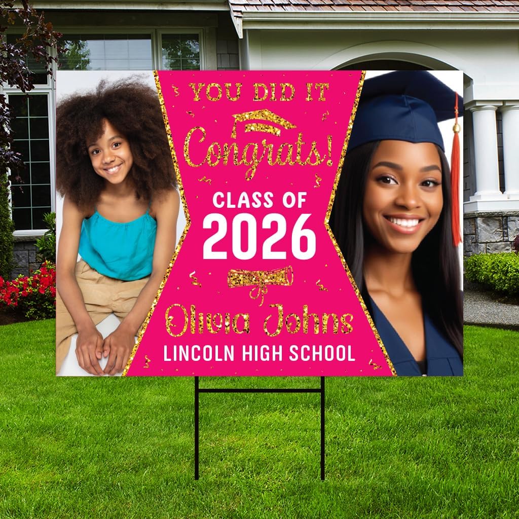 Personalized Graduation Yard Sign 2026 with Photo - Graduation Lawn Si ...