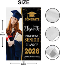 Personalized Graduation Garden Flag with Photo, Double Sided, Custom Name & School, Graduation Decoration 2026 Yard Sign, Class of 2026 Flag