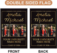 Personalized College Graduation Garden Flag, Double Sided Custom School, University Logo, Class of 2026 Yard Sign, Graduate Celebration Flag