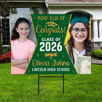 Personalized Graduation Yard Sign 2026 with Photo - Graduation Lawn Sign, Class of 2026, Custom Graduation 2026 Yard Sign with Metal H-Stake