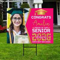 Personalized Graduation Yard Sign 2026 with Photo - Graduation Lawn Sign, Class of 2026, Custom Graduation 2026 Yard Sign with Metal H-Stake