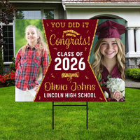 Personalized Graduation Yard Sign 2026 with Photo - Graduation Lawn Sign, Class of 2026, Custom Graduation 2026 Yard Sign with Metal H-Stake