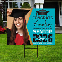 Personalized Graduation Yard Sign 2026 with Photo - Graduation Lawn Sign, Class of 2026, Custom Graduation 2026 Yard Sign with Metal H-Stake