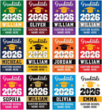 Personalized Graduation Garden Flag, Double Sided, Custom Name & School, Outdoor Graduation Decoration 2026 Yard Sign, Class of 2026 Flag