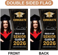Personalized Graduation Garden Flag with Photo, Double Sided, Custom Name & School, Graduation Decoration 2026 Yard Sign, Class of 2026 Flag