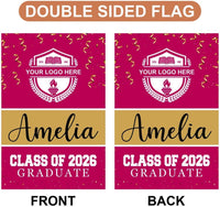 Personalized College Graduation Garden Flag, Double-Sided Custom School, University Logo, Class of 2026 Yard Sign, Graduate Celebration Flag
