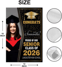 Personalized Graduation Garden Flag with Photo, Double Sided, Custom Name & School, Graduation Decoration 2026 Yard Sign, Class of 2026 Flag