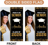 Personalized Graduation Garden Flag with Photo, Double Sided, Custom Name & School, Senior Graduation 2026 Yard Sign, Class of 2026 Flag