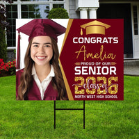 Personalized Graduation Yard Sign 2026 with Photo - Graduation Lawn Sign, Class of 2026, Custom Graduation 2026 Yard Sign with Metal H-Stake
