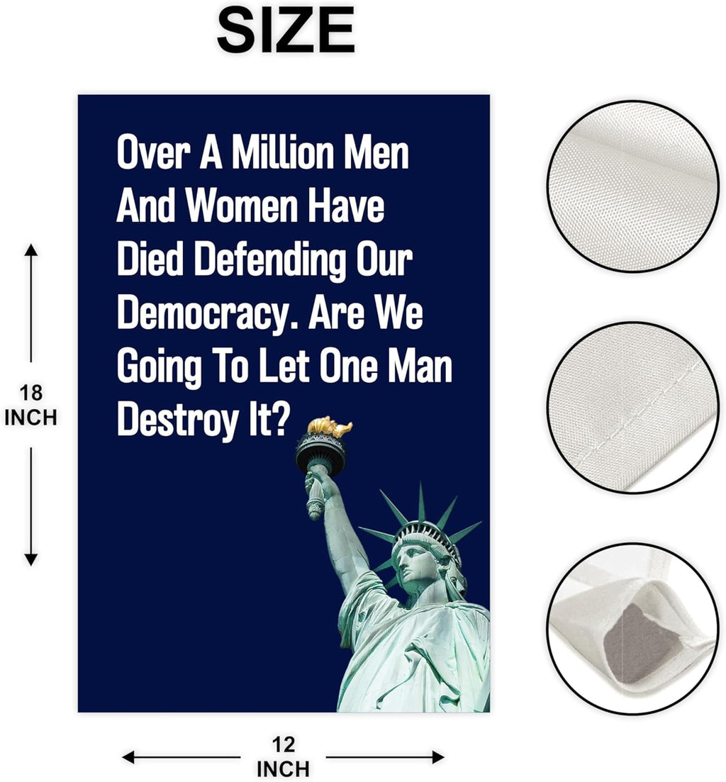 Save The Democracy Garden Flag, Double Sided, Resist Hate Flag, Anti-Trump Flag, Statue of Liberty, Resist Racism, Resist Fascism Flag