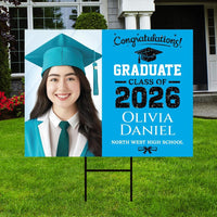 Personalized Graduation Yard Sign 2026 with Photo - Graduation Lawn Sign, Class of 2026, Custom Graduation 2026 Yard Sign with Metal H-Stake