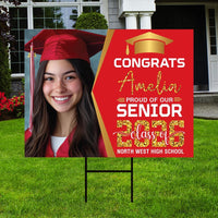 Personalized Graduation Yard Sign 2026 with Photo - Graduation Lawn Sign, Class of 2026, Custom Graduation 2026 Yard Sign with Metal H-Stake