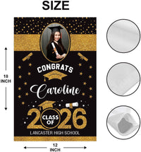 Personalized Graduation Garden Flag with Photo, Double Sided, Custom Name & School, Graduation Decoration 2026 Yard Sign, Class of 2026 Flag