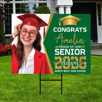 Personalized Graduation Yard Sign 2026 with Photo - Graduation Lawn Sign, Class of 2026, Custom Graduation 2026 Yard Sign with Metal H-Stake