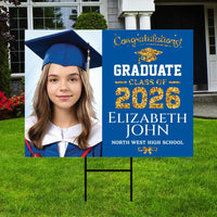 Personalized Graduation Yard Sign 2026 with Photo - Graduation Lawn Sign, Class of 2026, Custom Graduation 2026 Yard Sign with Metal H-Stake