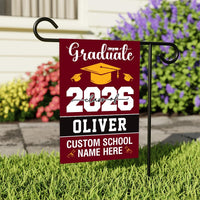 Personalized Graduation Garden Flag, Double Sided, Custom Name & School, Outdoor Graduation Decoration 2026 Yard Sign, Class of 2026 Flag
