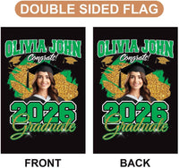 Personalized College Graduation Garden Flag, Double-Sided Custom School, University Logo, Class of 2026 Yard Sign, Graduate Celebration Flag