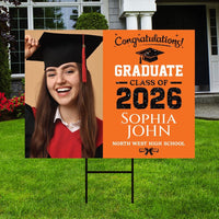 Personalized Graduation Yard Sign 2026 with Photo - Graduation Lawn Sign, Class of 2026, Custom Graduation 2026 Yard Sign with Metal H-Stake