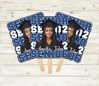 Custom Face Fans With Wooden Handle, Graduation Head, Grad Face Fans, Class of 2026 Head Fans, Graduation Faces on a Stick