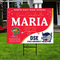 Personalized College Bound Yard Sign, College Logo Sign, Class of 2026 Custom Graduate College University Bound Yard Sign with Metal H-Stake