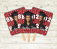 Custom Face Fans With Wooden Handle, Graduation Head, Grad Face Fans, Class of 2026 Head Fans, Graduation Faces on a Stick