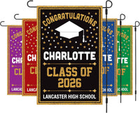 Personalized Graduation Garden Flag, Double Sided, Custom Name & School, Outdoor Graduation Decoration 2026 Yard Sign, Class of 2026 Flag