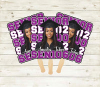 Custom Face Fans With Wooden Handle, Graduation Head, Grad Face Fans, Class of 2026 Head Fans, Graduation Faces on a Stick