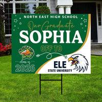 Personalized College Bound Yard Sign, College Logo Sign, Class of 2026 Custom Graduate College University Bound Yard Sign with Metal H-Stake