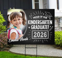 Personalized Kid Elementary Graduation 2026 Yard Sign with Photo, Preschool Sign, Class of 2026, Custom Grad Lawn Signage with Metal H-Stake