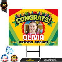 Personalized Kid Elementary Graduation 2026 Yard Sign with Photo, Preschool Sign, Class of 2026, Custom Grad Lawn Signage with Metal H-Stake