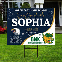 Personalized College Bound Yard Sign, College Logo Sign, Class of 2026 Custom Graduate College University Bound Yard Sign with Metal H-Stake