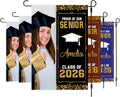 Personalized Graduation Garden Flag with Photo, Double Sided, Custom Name & School, Senior Graduation 2026 Yard Sign, Class of 2026 Flag