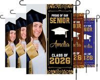 Personalized Graduation Garden Flag with Photo, Double Sided, Custom Name & School, Senior Graduation 2026 Yard Sign, Class of 2026 Flag