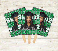 Custom Face Fans With Wooden Handle, Graduation Head, Grad Face Fans, Class of 2026 Head Fans, Graduation Faces on a Stick