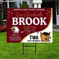 Personalized College Bound Yard Sign, College Logo Sign, Class of 2026 Custom Graduate College University Bound Yard Sign with Metal H-Stake