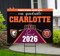Personalized College Bound Yard Sign, College Logo Sign, Class of 2026 Custom Graduate College University Bound Yard Sign with Metal H-Stake