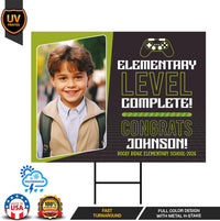 Personalized Kid Elementary Graduation 2026 Yard Sign with Photo, Preschool Sign, Class of 2026, Custom Grad Lawn Signage with Metal H-Stake