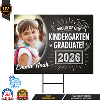 Personalized Kid Elementary Graduation 2026 Yard Sign with Photo, Preschool Sign, Class of 2026, Custom Grad Lawn Signage with Metal H-Stake
